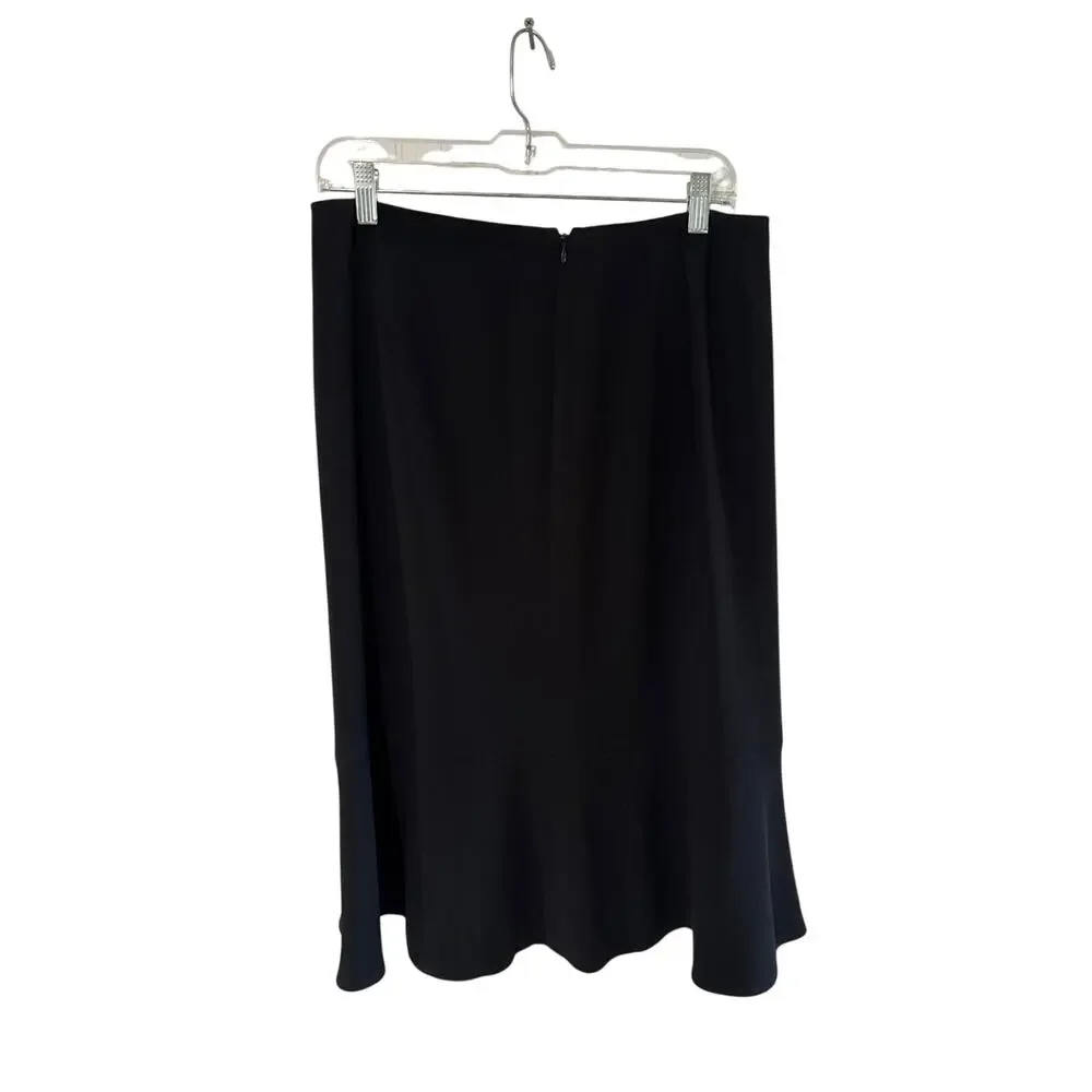 Jaeger Midi Black Zipper Skirt Sexy Wavy Hem - Size: Approx 8-10